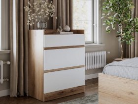 Комод 3 ящика Брауни (дуб делано/белый) в Артыке - artyk.mebel-nsk.ru | фото