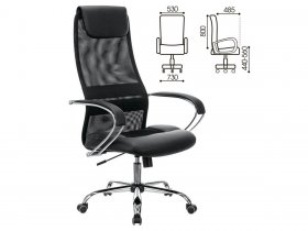 Кресло офисное BRABIX PREMIUM Stalker EX-608 CH, хром, ткань-сетка/кожзам, черное в Артыке - artyk.mebel-nsk.ru | фото