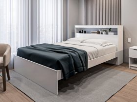 Кровать двуспальная 1,6м Бруклин СБ-3356 (белый) в Артыке - artyk.mebel-nsk.ru | фото