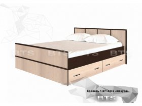 Кровать двуспальная с ящиками 1,4м Сакура (BTS) в Артыке - artyk.mebel-nsk.ru | фото