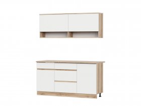 Кухонный гарнитур 1,6м Брауни (дуб делано/белый) в Артыке - artyk.mebel-nsk.ru | фото