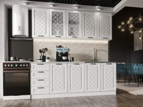 Кухонный гарнитур Агава 2,0 м (акация белая) в Артыке - artyk.mebel-nsk.ru | фото
