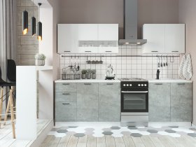 Кухонный гарнитур Дуся 2,0 м (белый глянец/цемент) в Артыке - artyk.mebel-nsk.ru | фото