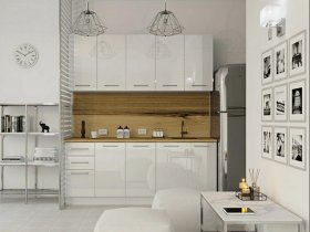 Кухонный гарнитур МДФ Выгодно и точка 2,0 м (белый глянец) в Артыке - artyk.mebel-nsk.ru | фото