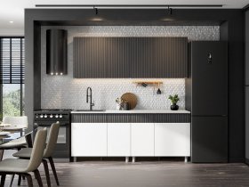 Кухонный гарнитур София (2,0м) (бланж/графит матовый) в Артыке - artyk.mebel-nsk.ru | фото