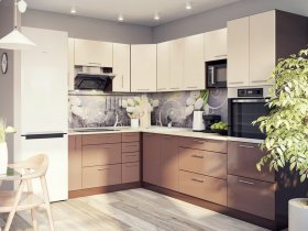 Модульная кухня Классика (ваниль/шоколад) в Артыке - artyk.mebel-nsk.ru | фото