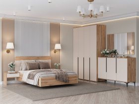 Модульная спальня Сицилия (дуб альпийский/тефия) в Артыке - artyk.mebel-nsk.ru | фото