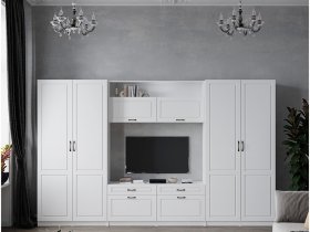 Модульная стенка Апполия (белый/белый дуб) в Артыке - artyk.mebel-nsk.ru | фото