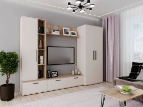 Модульная стенка Верона (сатин/дуб крафт серый) в Артыке - artyk.mebel-nsk.ru | фото