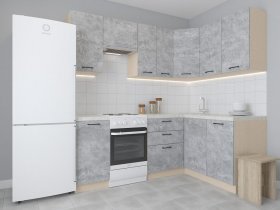 Модульная угловая кухня 1,4м*2,1м Лада (цемент) в Артыке - artyk.mebel-nsk.ru | фото