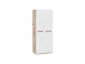 Шкаф двухстворчатый для одежды «Фьюжн» (белый глянец/дуб делано) в Артыке - artyk.mebel-nsk.ru | фото