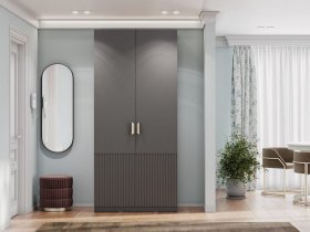 Шкаф двухстворчатый Эккервуд (Нью) (графит) в Артыке - artyk.mebel-nsk.ru | фото