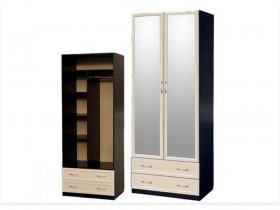 Шкаф двухстворчатый с ящиками с 2-мя зеркалами  (профиль МДФ) в Артыке - artyk.mebel-nsk.ru | фото