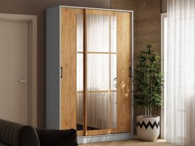 Шкаф-купе 1,4м «Стиль-2» (белый/дуб крафт золотой) в Артыке - artyk.mebel-nsk.ru | фото