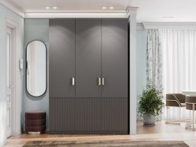 Шкаф трехстворчатый Эккервуд (Нью) (графит) в Артыке - artyk.mebel-nsk.ru | фото