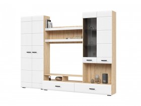 Стенка ГС-01 Либерти (дуб сонома/белый глянец) в Артыке - artyk.mebel-nsk.ru | фото